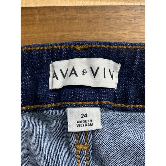 Ava & Viv Womens High Rise Dark Blue Denim Jeans Flare Stretch Plus Size 24 - Picture 9 of 14